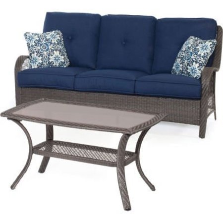 ALMO FULFILLMENT SERVICES LLC Hanover® Orleans 2 Piece Patio Set, Navy Blue/Gray ORLEANS2PC-G-NVY